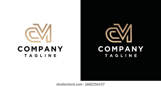 O logotipo CM monograma letra é feito com linhas, um design para um negócio luxuoso, elegante e simples.