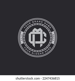 Monogram letter CM or MC with interlock style, badge design for brand, clothing, apparel, streetwear, baseball, basketball, football and etc