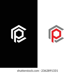 Monogram Letter CP Logo Design. Black and White Logo. Usable for Business Logos. Flat Vector Logo Design Template