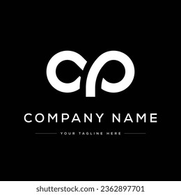 Monogram Letter CP Logo Design. Black and White Logo. Usable for Business Logos. Flat Vector Logo Design Template