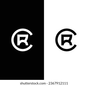 Monogram Letter CR Logo Design. Black and White Logo. Usable for Business Logos. Flat Vector Logo Design Template