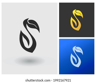 Monogram letter CS logo herbal with leaf organic modern company.