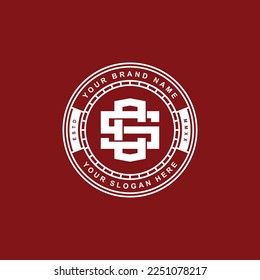Letra monograma CS o SC con estilo de interconexión, diseño de placa para marca, ropa, ropa, ropa, ropa de calle, béisbol, baloncesto, fútbol, etc