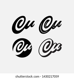 monogram letter C+U script font