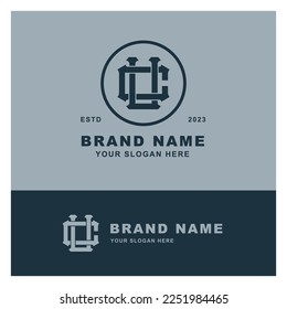 Monogram letter CU or UC with interlock style good for brand, clothing, apparel, streetwear, baseball, basketball, football and etc