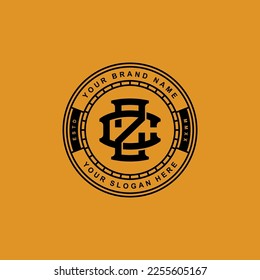 Monogram letter CZ or ZC with interlock style, badge design for brand, clothing, apparel, streetwear, baseball, basketball, football and etc