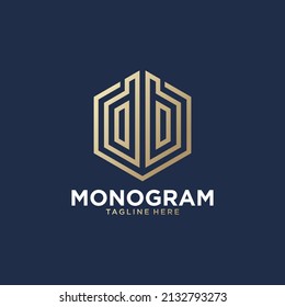 monogram with letter d and b line art logo design