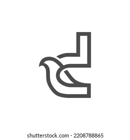 The monogram is the letter d and bird. Elegant and outline.