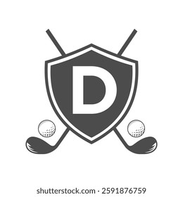 Monogram Letter D Golf Club Logo Design, League and Golfing Symbol Vector Template