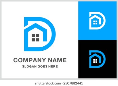 Monogram Letter D House Business Company Stock Vector Logo Design Template
