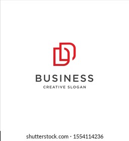 Monogram letter D D logo Design Business Template. linked two capital Initial D emblem. linear minimal style. Double D Logo Flat Design Icon