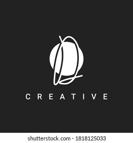 plantilla de logotipo de letra monográfica D con estilo manuscrito, símbolo de logotipo minimalista diseño vectorial en blanco y negro