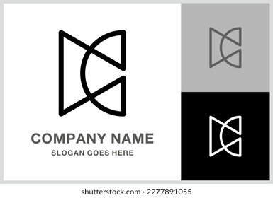 Monogram Letter DC Geometric Square Business Company Stock Vector Logo Design Template