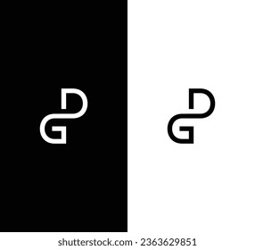 Logo de la DG de la Carta de Monograma Moderno Creativo. Logo negro sobre fondo blanco. Usable para logotipos de empresas. Elemento de plantilla de diseño de logotipo de vectores planos