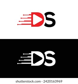Monogram letter DS logo design vector. Play icon ds logo