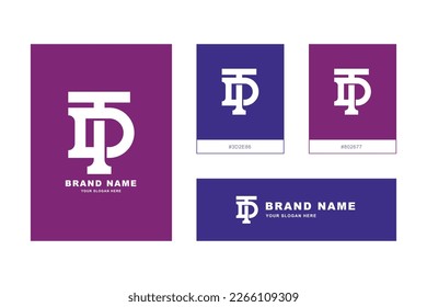 Letra monograma DT o TD con estilo de interconexión buena para marca, ropa, ropa, ropa, ropa de calle, béisbol, baloncesto, fútbol, etc
