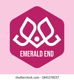 logotipo de belleza de letra monográfica E en fondo rosa aislado
