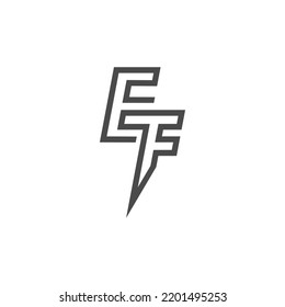 The monogram is the letter E and F. Elegant and outline.