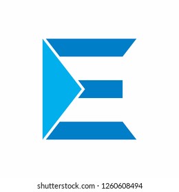 Monogram Letter E Geometric Square Business Company Vector Logo Design Template