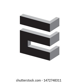 Monogram Letter E Geometric Square Cube Business Company Vector Logo Design