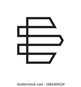 Monogram Letter E Geometric Square Cube Business Company Vector Logo Design