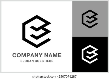 Monogram Letter E Geometric Square Cube Business Company Stock Vector Logo Design Template