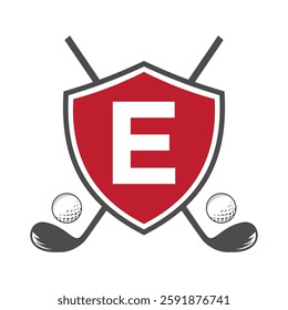 Monogram Letter E Golf Club Logo Design, League and Golfing Symbol Vector Template