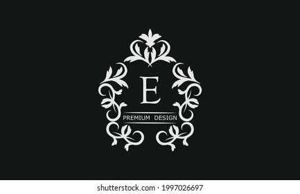 Monogram letter E. Luxury identity logo for restaurant, royalty, boutique, cafe, hotel, heraldic, fashion and others.