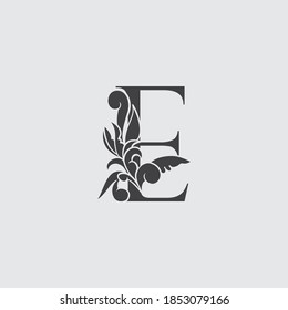 Monogram Letter E Luxury Logo Icon, Vintage  Deco E Letter Gold Color Design