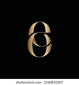 Monogram letter E and O in lowercase and shaped into bowling pin