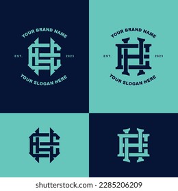 Monogram letter EH or HE with interlock style good for brand, clothing, apparel, streetwear, baseball, basketball, football and etc