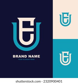 Monogram Brief EU oder UE mit modernem Stil, gut für Marke, Kleidung, Kleidung, Straßenbekleidung, Baseball, Basketball, Fußball usw.