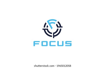Letra monograma F con logotipo Focus ilustración de icono vectorial