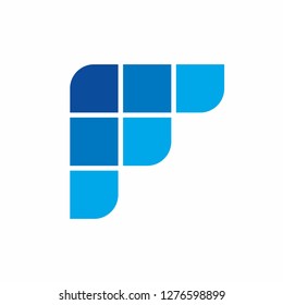 Monogram Letter F Geometric Hexagon Square Business Company Vector Logo Design