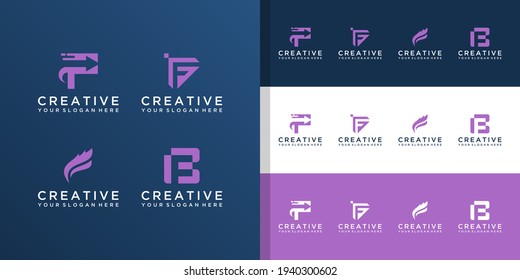 Monogram letter f logo and icon set