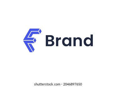 Monogram letter F logo, isometric initials F icon, 3D hipster typography design element.
