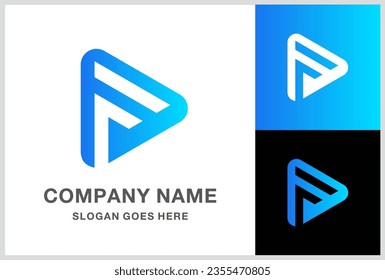 Monogram Letter F Play Button Business Company Stock Vector Logo Design Template