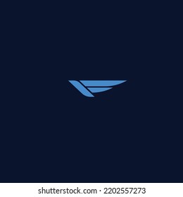 Monogram letter F, stylization of the letter under a flying bird