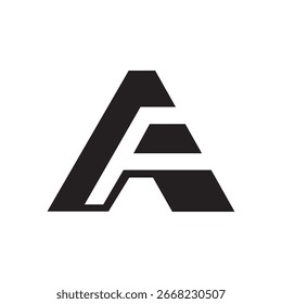 Monogram of the letter A and F Three Dimensions inwards. Abstract, outline and elegant.