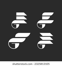 The monogram is the letter FE and FG. Elegant and outline.