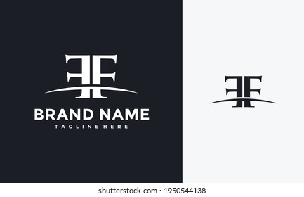 logotipo curvo de la letra de monograma FF