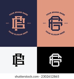 Letra monograma FG o GF con estilo de interconexión buena para marca, ropa, ropa, ropa, ropa de calle, béisbol, baloncesto, fútbol, etc