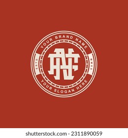 Monogram letter FN or NF with interlock style, badge design for brand, clothing, apparel, streetwear, baseball, basketball, football and etc