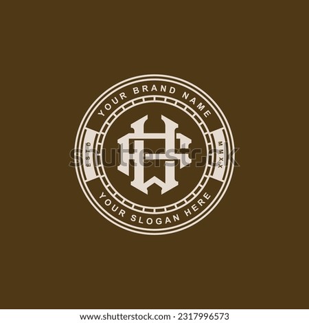 Monogram letter FW or WF with interlock style, badge design for brand, clothing, apparel, streetwear, baseball, basketball, football and etc
