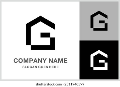 Carta Monograma G Casa de Construção Empresa Stock Vetor Logo Design Template