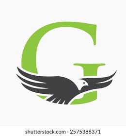 Monogram Letter G Flying Eagle Logo Concept For Speed Icon and Transportation Symbol Vector Sign