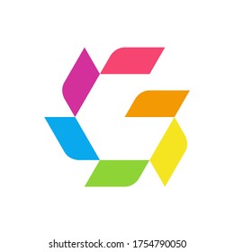 Monogram Letter G Geometric Square Pixel Business Company Vector Logo Design