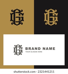 Monogram letter G or GG with interlock, vintage, classic style good for brand, clothing, apparel, streetwear, baseball, basketball, football and etc