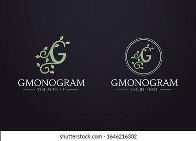 Monogram of the letter G, natural logo template