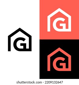 Monogram letter G with real estate logo design vector